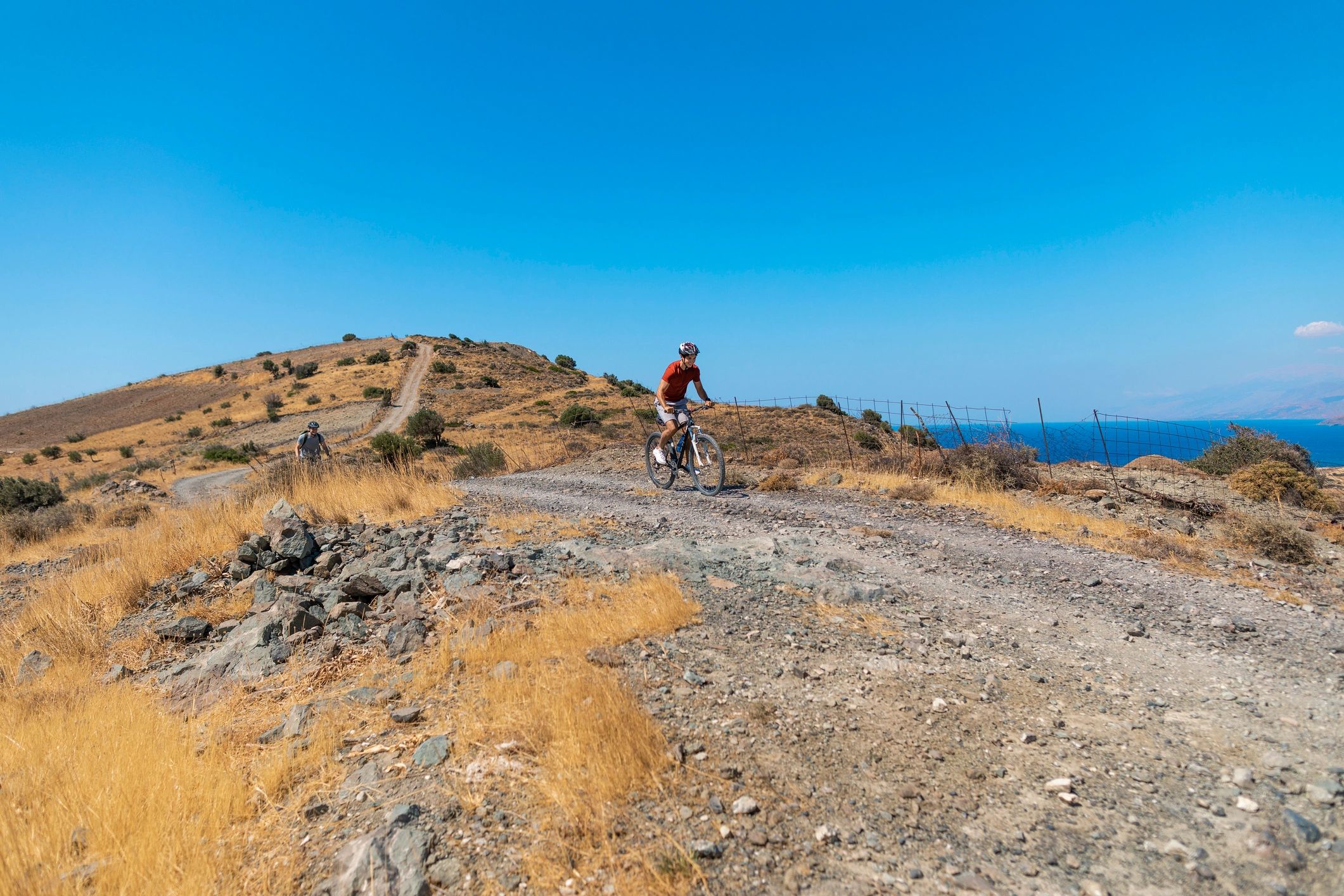 Electric bike rider on an open road