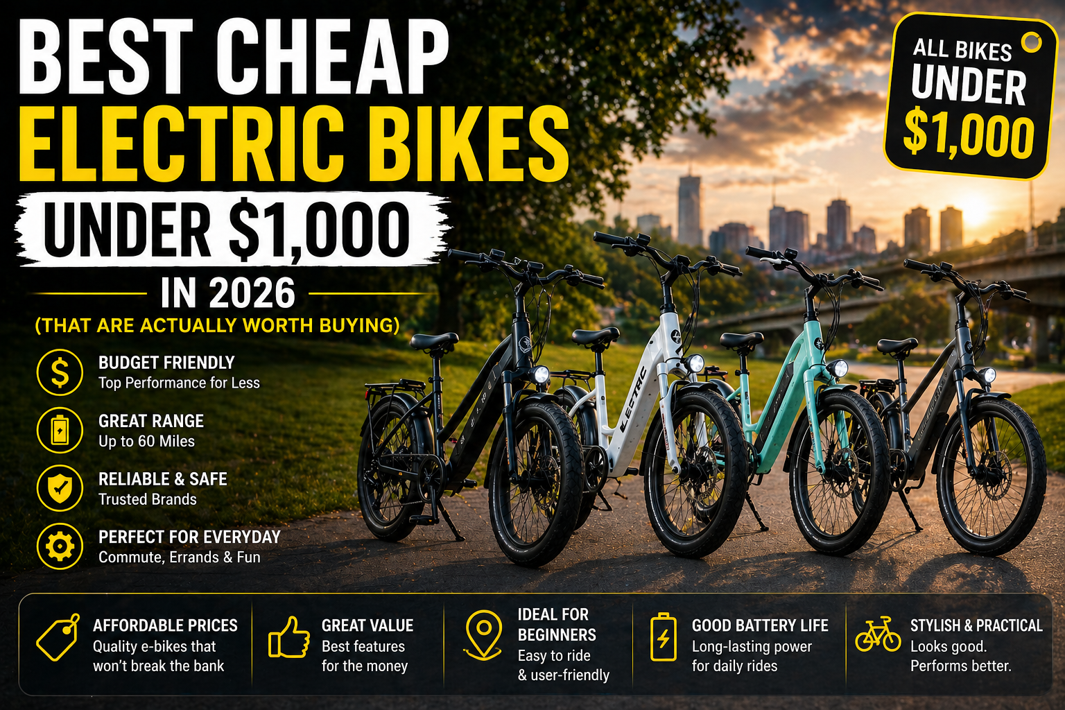 Best cheap Electric Bikes Under $1,000 in 2026 (That Are Actually Worth Buying)